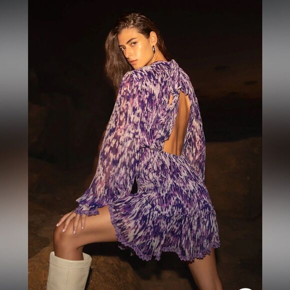 NWT Hemant & Nandita Anum Mini Dress Purple Medium - Picture 1 of 16